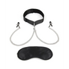 Lux fetish Collar & Nipple Clamps w/Adjustable Pressure Clamps - Bondage Blindfolds & Restraints