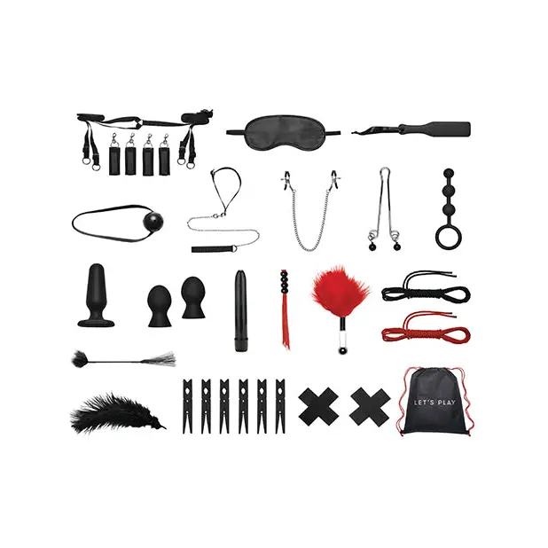 Lux Fetish Deluxe 20 Pc Everything You Need Bondage Bedspreaders Set - Bondage Blindfolds & Restraints