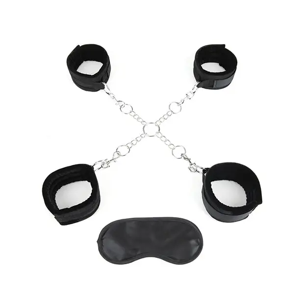 Lux Fetish Deluxe Chain Hogtie w/4 Universal Soft Restraint Cuffs - Bondage Blindfolds & Restraints
