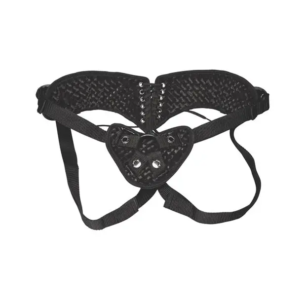Lux Fetish Diamond Velvet Strap-on Corset - Black - Strap Ons