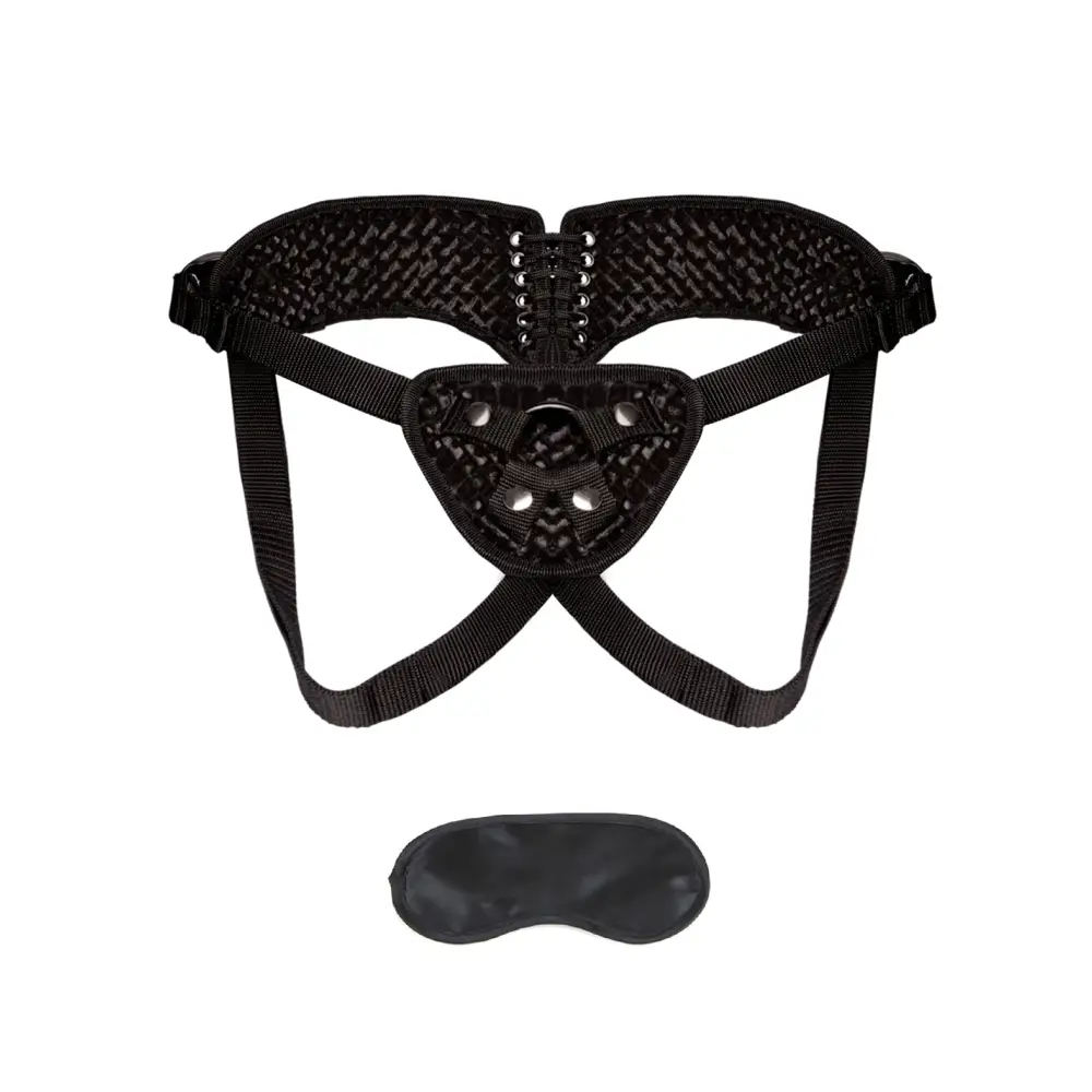 Lux Fetish Diamond Velvet Strap-on Corset - Black - Strap Ons