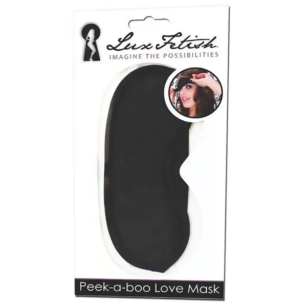 Lux Fetish Peek a Boo Love Mask - Black - Bondage Blindfolds & Restraints