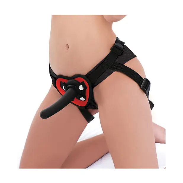 Lux Fetish Red Heart Strap On Harness Set - Strap Ons
