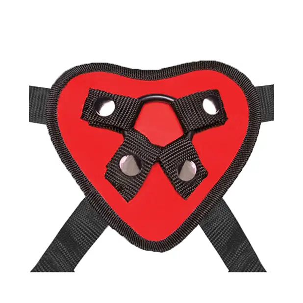 Lux Fetish Red Heart Strap On Harness Set - Strap Ons