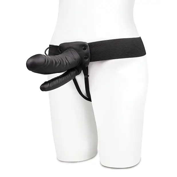 Lux Fetish Unisex Vibrating Hollow Double Penetration Strap On Dildo - Strap Ons