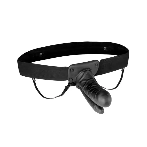 Lux Fetish Unisex Vibrating Hollow Double Penetration Strap On Dildo - Strap Ons