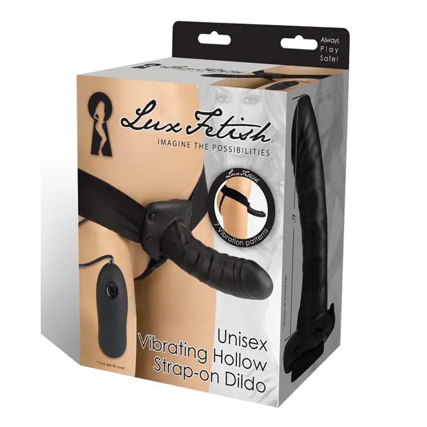 Lux Fetish Unisex Vibrating Hollow Strap On Dildo - Strap Ons