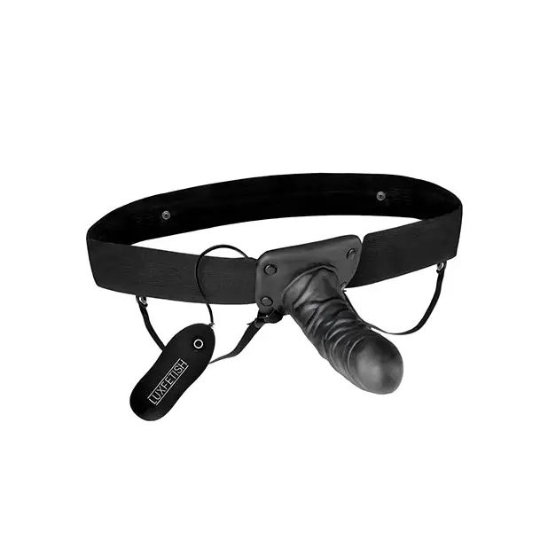Lux Fetish Unisex Vibrating Hollow Strap On Dildo - Strap Ons