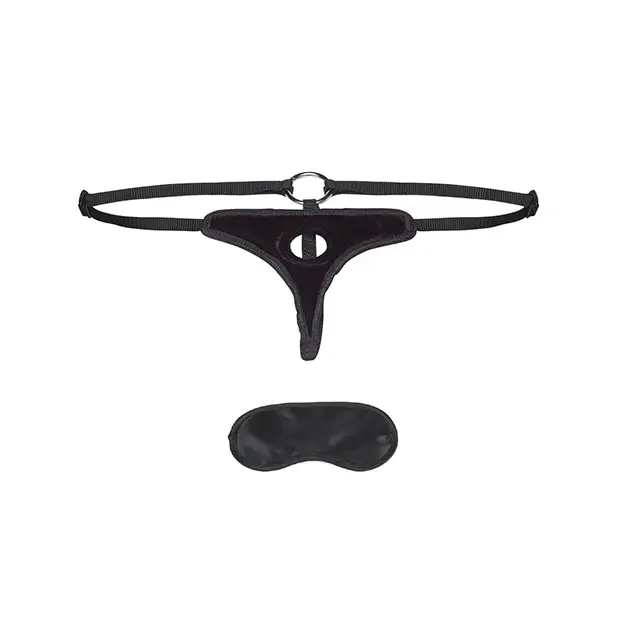Lux Fetish Velvet Bikini Strap On - Black - Strap Ons