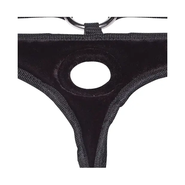 Lux Fetish Velvet Bikini Strap On - Black - Strap Ons