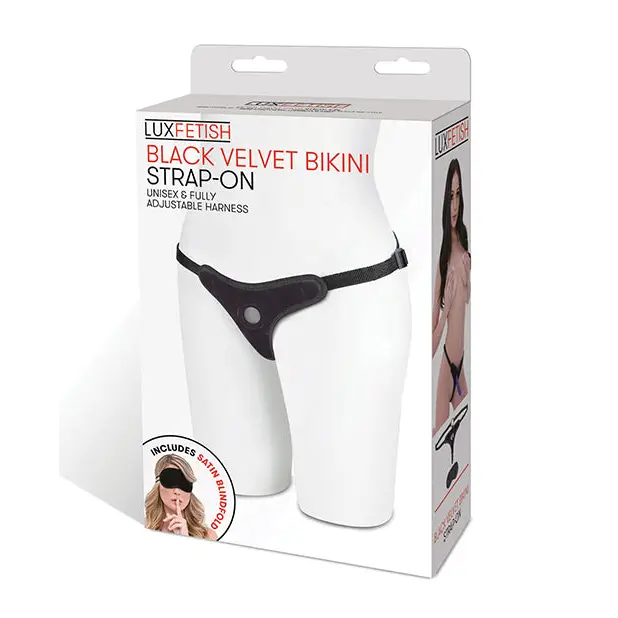 Lux Fetish Velvet Bikini Strap On - Black - Strap Ons