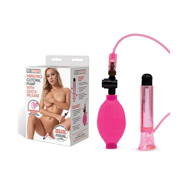 Lux Fetish Vibrating Clitoral Pump w/Quick Release - Pink - Stimulators
