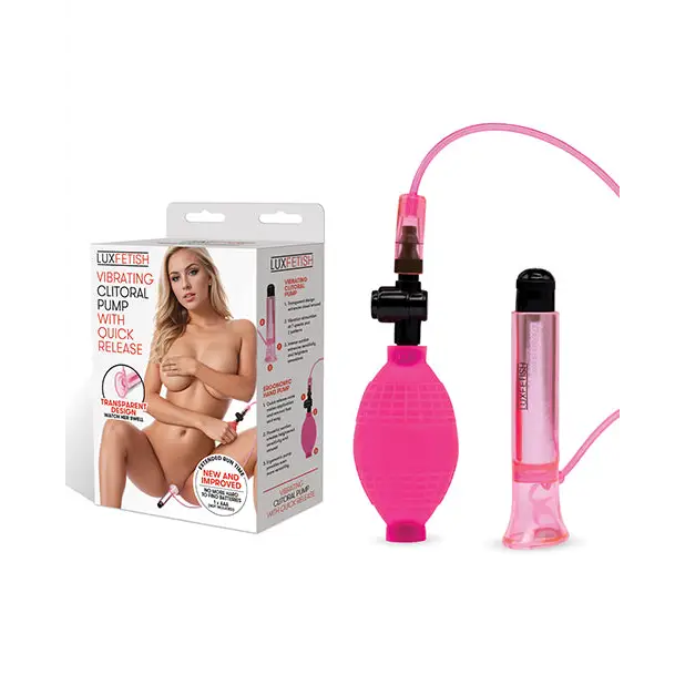 Lux Fetish Vibrating Clitoral Pump w/Quick Release - Pink - Stimulators