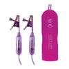 Lux Fetish Vibrating Nipple Clamps w/Wired Remote Control - Pink/Purple - Stimulators