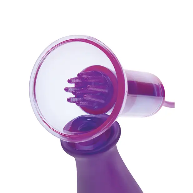 Lux Fetish Vibrating Nipple Suckers w/Wired Remote Control - Purple - Stimulators