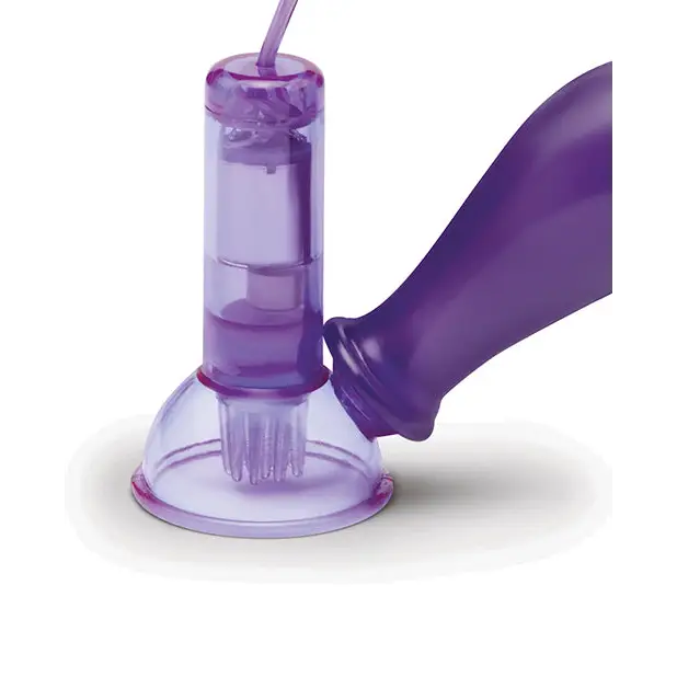 Lux Fetish Vibrating Nipple Suckers w/Wired Remote Control - Purple - Stimulators