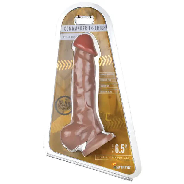Major Dick Straight w/Balls & Suction Cup Commander in Chief - Caramel - Dongs & Dildos