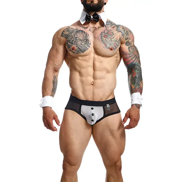 Male Basics MOB Maitre D Brief Bow & French Cuffs Black/White LG - Costumes