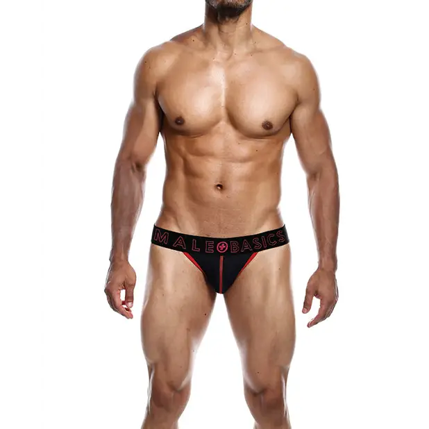 Male Basics Neon Jockstrap Red MD - Lingerie - Packaged