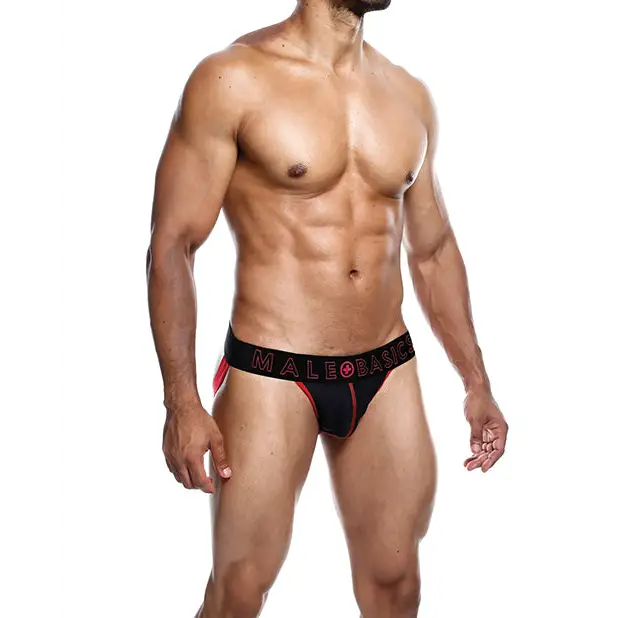 Male Basics Neon Jockstrap Red MD - Lingerie - Packaged