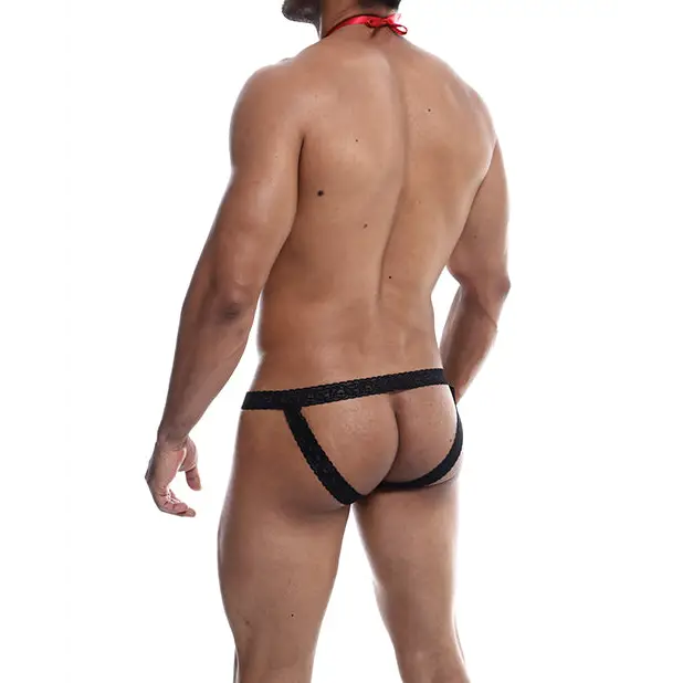 Male Basics Tuxedo Lace Jockstrap Black L/XL - Lingerie - Packaged