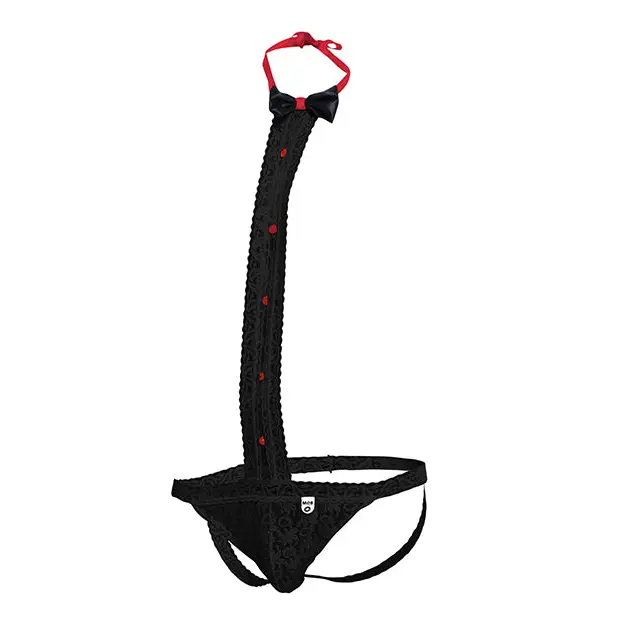 Male Basics Tuxedo Lace Jockstrap Black L/XL - Lingerie - Packaged