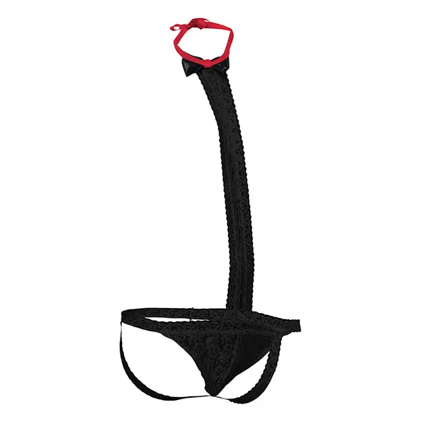 Male Basics Tuxedo Lace Jockstrap Black L/XL - Lingerie - Packaged