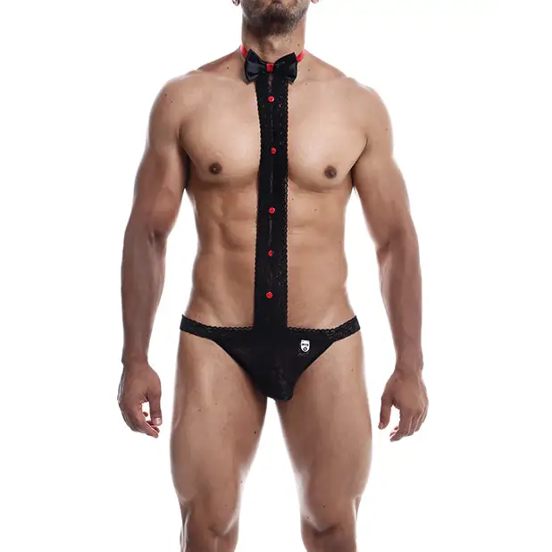 Male Basics Tuxedo Lace Jockstrap Black S/M - Lingerie - Packaged