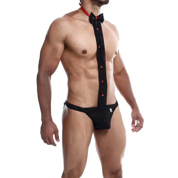 Male Basics Tuxedo Lace Jockstrap Black S/M - Lingerie - Packaged