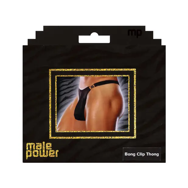 Male Power Bong Clip Thong Black S/M - Lingerie - Packaged