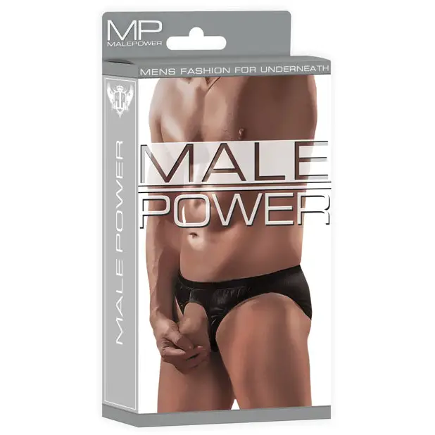 Male Power Nylon Spandex Pouchless Brief Black O/S - Lingerie - Packaged