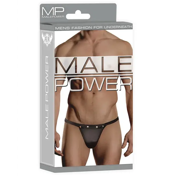 Male Power Rip off Thong w/Studs Black L/XL - Lingerie - Packaged