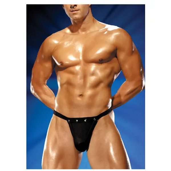 Male Power Rip off Thong w/Studs Black L/XL - Lingerie - Packaged