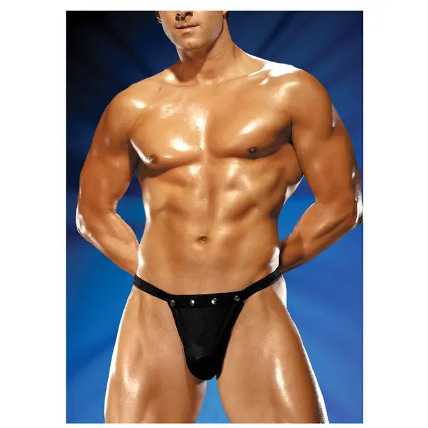 Male Power Rip off Thong w/Studs Black L/XL - Lingerie - Packaged