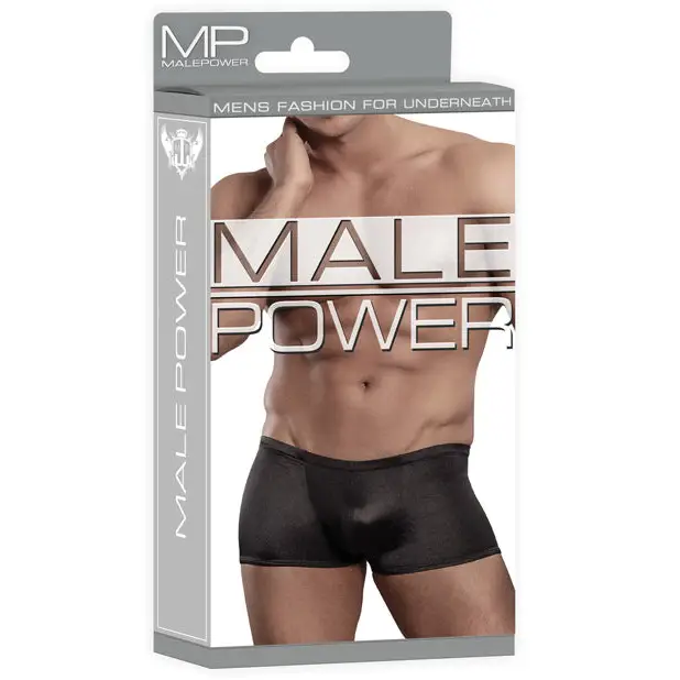 Male Power Satin Lycra Boxer Black Large - Lingerie - Packaged