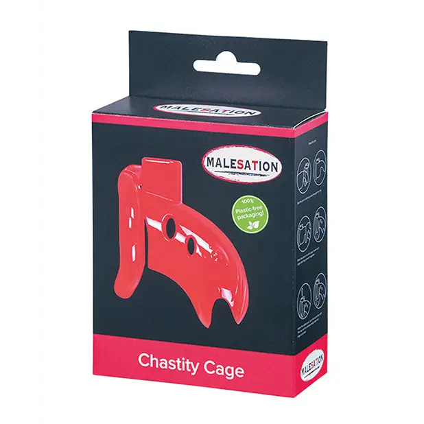 MALESATION Chastity Cage - Red - Bondage Blindfolds & Restraints