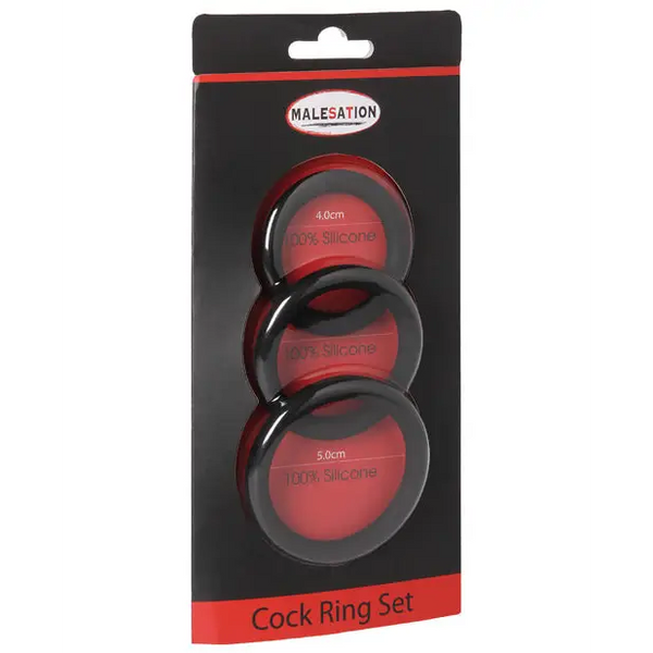 MALESATION Cock Ring Set - Pack of 3 Black - Penis Enhancement