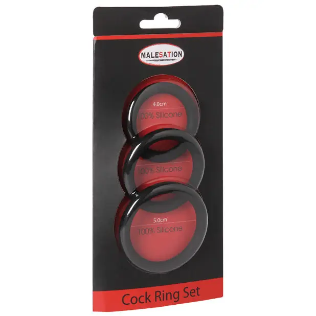 MALESATION Cock Ring Set - Pack of 3 Black - Penis Enhancement