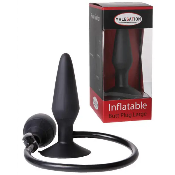 MALESATION Inflatable Butt Plug Large - Black - Anal Products