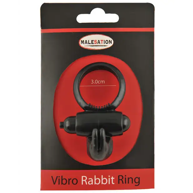 MALESATION Vibro Rabbit Ring - Black - Penis Enhancement