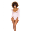 Maria Ribbed Knit & Lace Teddy Crystal Rose LG - Lingerie - Hanging