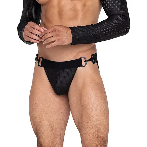 Master Jockstrap w/Hook & Ring Closure & Contoured Pouch Black XL - Lingerie - Hanging
