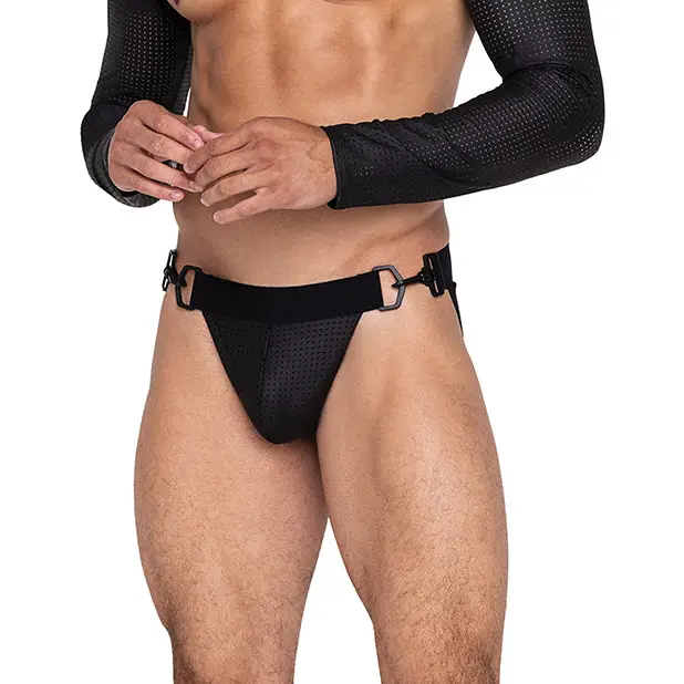 Master Jockstrap w/Hook & Ring Closure & Contoured Pouch Black XL - Lingerie - Hanging