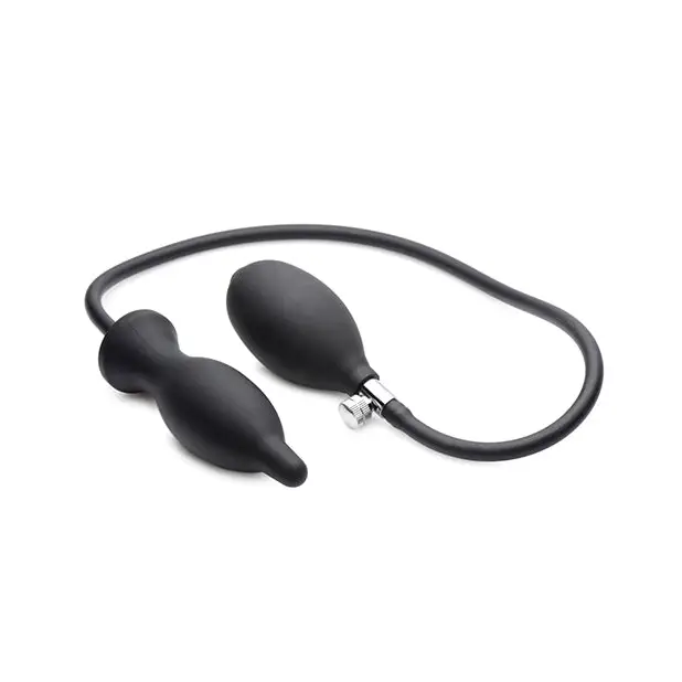 Master Series Dark Inflator Inflatable Silicone Anal Plug - Black - Anal Products