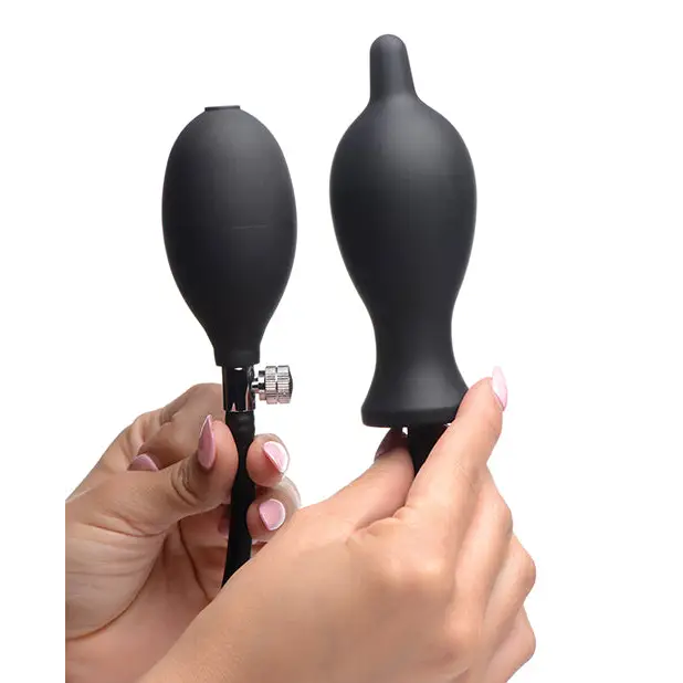 Master Series Dark Inflator Inflatable Silicone Anal Plug - Black - Anal Products