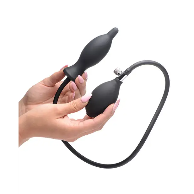 Master Series Dark Inflator Inflatable Silicone Anal Plug - Black - Anal Products