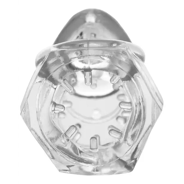 Master Series Detained 2.0 Restrictive Chastity Cage w/Nubs - Clear - Bondage Blindfolds & Restraints