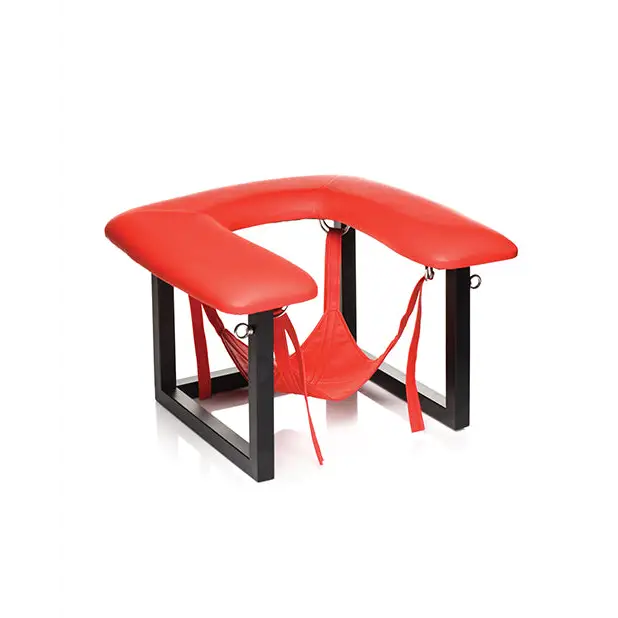 Master Series Face Rider Queening Chair - Black/Red - Bondage Blindfolds & Restraints
