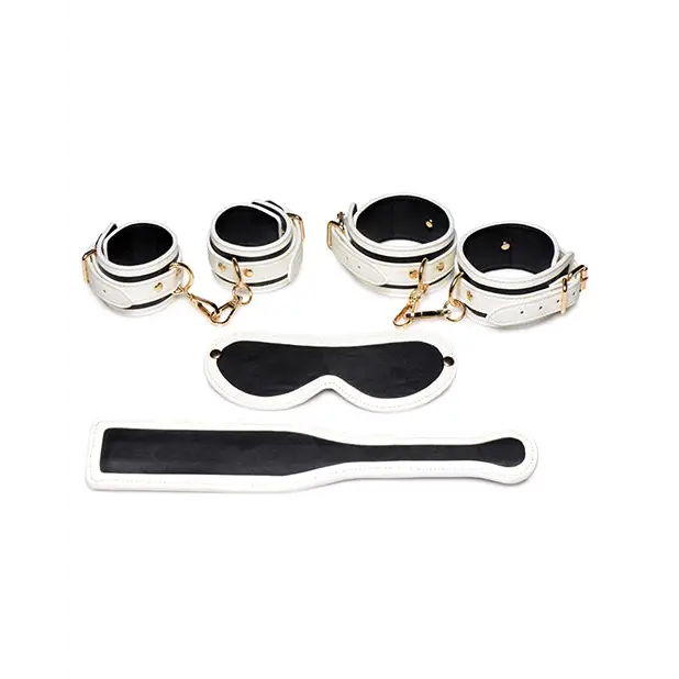 Master Series Kink in the Dark Glowing Cuffs & Blindfold & Paddle Set - Bondage Blindfolds & Restraints
