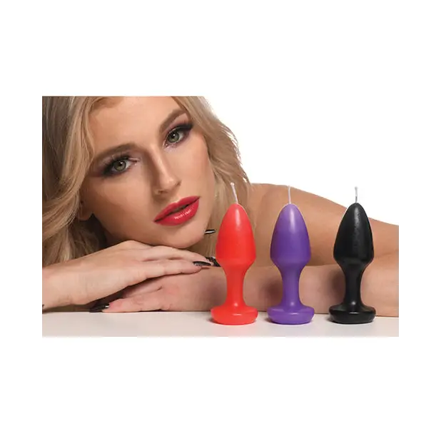 Master Series Kink Inferno Butt Plug Candles - Black/Purple/Red - Setting The Mood
